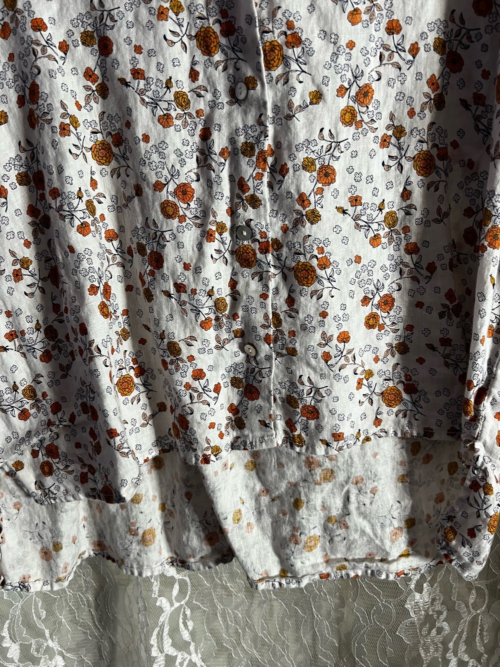 Rachel Zoe 100% Linen Floral Button Down Top Women’s Small - Picture 3 of 6